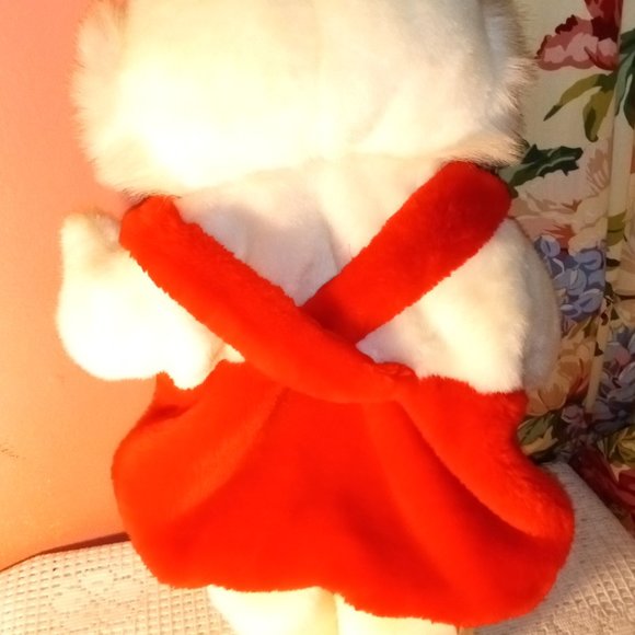 BEAUTIFUL VINTAGE 20" INCH BLUE EYED WHITE CAT CHRISTMAS STOCKING - Picture 8 of 8